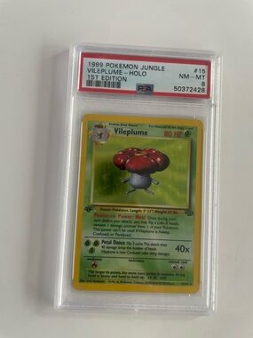 1999 Pokemon Jungle Vileplume Holo 1st Edition PSA 8- Grades Vintage Pokemon Car